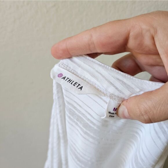 Athleta Sheer White Workout Top Medium - Picture 4 of 7